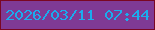文字の大きさ：5、枠の色：7a0723、背景の色：7f3a95、文字の色：1aacee 無料ブログパーツのブログ時計
