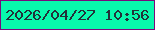文字の大きさ：2、枠の色：7a0a7c、背景の色：08f9ac、文字の色：223239 無料ブログパーツのブログ時計