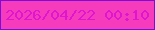 文字の大きさ：3、枠の色：7a0ed9、背景の色：f63cbc、文字の色：de16d0 無料ブログパーツのブログ時計