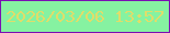 文字の大きさ：2、枠の色：7a10b3、背景の色：86f2a1、文字の色：e0dd6a 無料ブログパーツのブログ時計