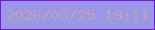 文字の大きさ：5、枠の色：7a14e0、背景の色：9a97e6、文字の色：bba1b6 無料ブログパーツのブログ時計