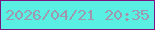 文字の大きさ：4、枠の色：7a1581、背景の色：59f0e3、文字の色：9f97ad 無料ブログパーツのブログ時計