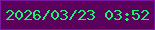 文字の大きさ：5、枠の色：7a179f、背景の色：5c015b、文字の色：19f370 無料ブログパーツのブログ時計