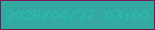 文字の大きさ：3、枠の色：7a1852、背景の色：34a9a2、文字の色：27bda6 無料ブログパーツのブログ時計