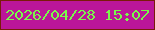 文字の大きさ：3、枠の色：7a1b09、背景の色：bb1699、文字の色：79f94b 無料ブログパーツのブログ時計