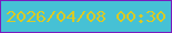 文字の大きさ：4、枠の色：7a1bbe、背景の色：46c1d5、文字の色：d8ca27 無料ブログパーツのブログ時計