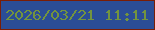 文字の大きさ：2、枠の色：7a1d06、背景の色：2b4d96、文字の色：73943e 無料ブログパーツのブログ時計