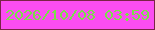 文字の大きさ：5、枠の色：7a2347、背景の色：fb4df2、文字の色：7adf4a 無料ブログパーツのブログ時計