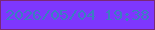文字の大きさ：4、枠の色：7a2877、背景の色：7e37fe、文字の色：3a7fc0 無料ブログパーツのブログ時計