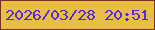 文字の大きさ：5、枠の色：7a2d27、背景の色：e8bf44、文字の色：5627ee 無料ブログパーツのブログ時計