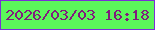 文字の大きさ：4、枠の色：7a30d7、背景の色：5bf75a、文字の色：811b7d 無料ブログパーツのブログ時計