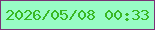 文字の大きさ：4、枠の色：7a3276、背景の色：98fcc5、文字の色：38b823 無料ブログパーツのブログ時計