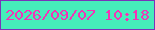 文字の大きさ：1、枠の色：7a34b9、背景の色：46edba、文字の色：f432b6 無料ブログパーツのブログ時計