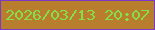 文字の大きさ：3、枠の色：7a3ac6、背景の色：b97e2d、文字の色：86df49 無料ブログパーツのブログ時計