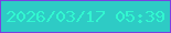 文字の大きさ：4、枠の色：7a41e0、背景の色：2ecbc5、文字の色：32f7d0 無料ブログパーツのブログ時計