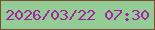 文字の大きさ：2、枠の色：7a4e33、背景の色：94cc96、文字の色：a4219f 無料ブログパーツのブログ時計