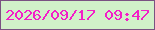 文字の大きさ：4、枠の色：7a5282、背景の色：d1f1c9、文字の色：f31fc8 無料ブログパーツのブログ時計