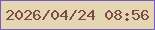 文字の大きさ：1、枠の色：7a57c8、背景の色：e3d6b1、文字の色：7d4949 無料ブログパーツのブログ時計