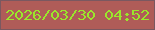 文字の大きさ：3、枠の色：7a5860、背景の色：af5c58、文字の色：9ae72b 無料ブログパーツのブログ時計