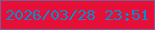 文字の大きさ：2、枠の色：7a5e92、背景の色：e60f37、文字の色：0d8acd 無料ブログパーツのブログ時計