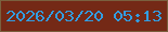 文字の大きさ：3、枠の色：7a603e、背景の色：742916、文字の色：329de1 無料ブログパーツのブログ時計