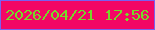 文字の大きさ：4、枠の色：7a60f0、背景の色：f30765、文字の色：74d929 無料ブログパーツのブログ時計