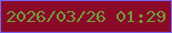 文字の大きさ：1、枠の色：7a62ef、背景の色：8a0a28、文字の色：729b37 無料ブログパーツのブログ時計
