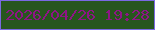文字の大きさ：4、枠の色：7a69e2、背景の色：27561e、文字の色：8e1586 無料ブログパーツのブログ時計