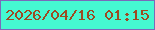 文字の大きさ：2、枠の色：7a6aba、背景の色：45f9d1、文字の色：9d4a22 無料ブログパーツのブログ時計