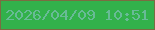 文字の大きさ：2、枠の色：7a6c41、背景の色：32b14b、文字の色：68bb96 無料ブログパーツのブログ時計