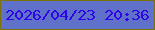 文字の大きさ：4、枠の色：7a7209、背景の色：6071c9、文字の色：2e05e8 無料ブログパーツのブログ時計
