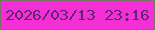 文字の大きさ：5、枠の色：7a7268、背景の色：f52fd6、文字の色：5f2770 無料ブログパーツのブログ時計