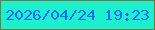 文字の大きさ：3、枠の色：7a7547、背景の色：1cf0cc、文字の色：076cfd 無料ブログパーツのブログ時計
