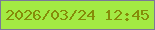 文字の大きさ：4、枠の色：7a7898、背景の色：a3ea43、文字の色：858d09 無料ブログパーツのブログ時計