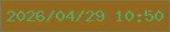 文字の大きさ：3、枠の色：7a7a4e、背景の色：91681e、文字の色：50aa68 無料ブログパーツのブログ時計