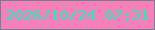 文字の大きさ：5、枠の色：7a7b94、背景の色：f680b8、文字の色：20efc4 無料ブログパーツのブログ時計