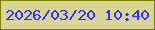文字の大きさ：2、枠の色：7a7e01、背景の色：d9d595、文字の色：3131fa 無料ブログパーツのブログ時計