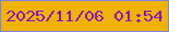 文字の大きさ：4、枠の色：7a81fa、背景の色：f0b300、文字の色：8915bc 無料ブログパーツのブログ時計