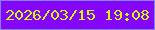 文字の大きさ：3、枠の色：7a85f6、背景の色：8504fa、文字の色：cff910 無料ブログパーツのブログ時計