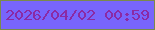文字の大きさ：4、枠の色：7a8a4a、背景の色：7865fc、文字の色：8b2aa4 無料ブログパーツのブログ時計