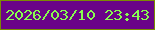 文字の大きさ：3、枠の色：7a8b02、背景の色：6a0388、文字の色：87fc4f 無料ブログパーツのブログ時計