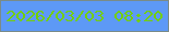 文字の大きさ：4、枠の色：7a8b88、背景の色：5d99f6、文字の色：73cf06 無料ブログパーツのブログ時計
