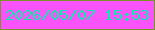 文字の大きさ：5、枠の色：7a9427、背景の色：fb53fb、文字の色：0aecad 無料ブログパーツのブログ時計