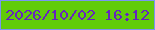 文字の大きさ：5、枠の色：7a95f2、背景の色：61cc09、文字の色：6624be 無料ブログパーツのブログ時計