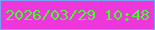 文字の大きさ：2、枠の色：7a9ff5、背景の色：ed37da、文字の色：49f731 無料ブログパーツのブログ時計