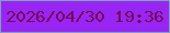 文字の大きさ：2、枠の色：7aa2b7、背景の色：9925f5、文字の色：740a57 無料ブログパーツのブログ時計