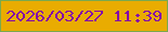 文字の大きさ：5、枠の色：7aa94e、背景の色：e9ac01、文字の色：8407a9 無料ブログパーツのブログ時計