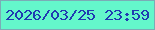 文字の大きさ：4、枠の色：7aacb6、背景の色：64f7cb、文字の色：203bb1 無料ブログパーツのブログ時計