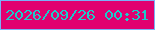 文字の大きさ：3、枠の色：7ab2f6、背景の色：e1016f、文字の色：1bccca 無料ブログパーツのブログ時計