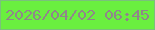 文字の大きさ：4、枠の色：7ac17b、背景の色：6aef3f、文字の色：90868a 無料ブログパーツのブログ時計